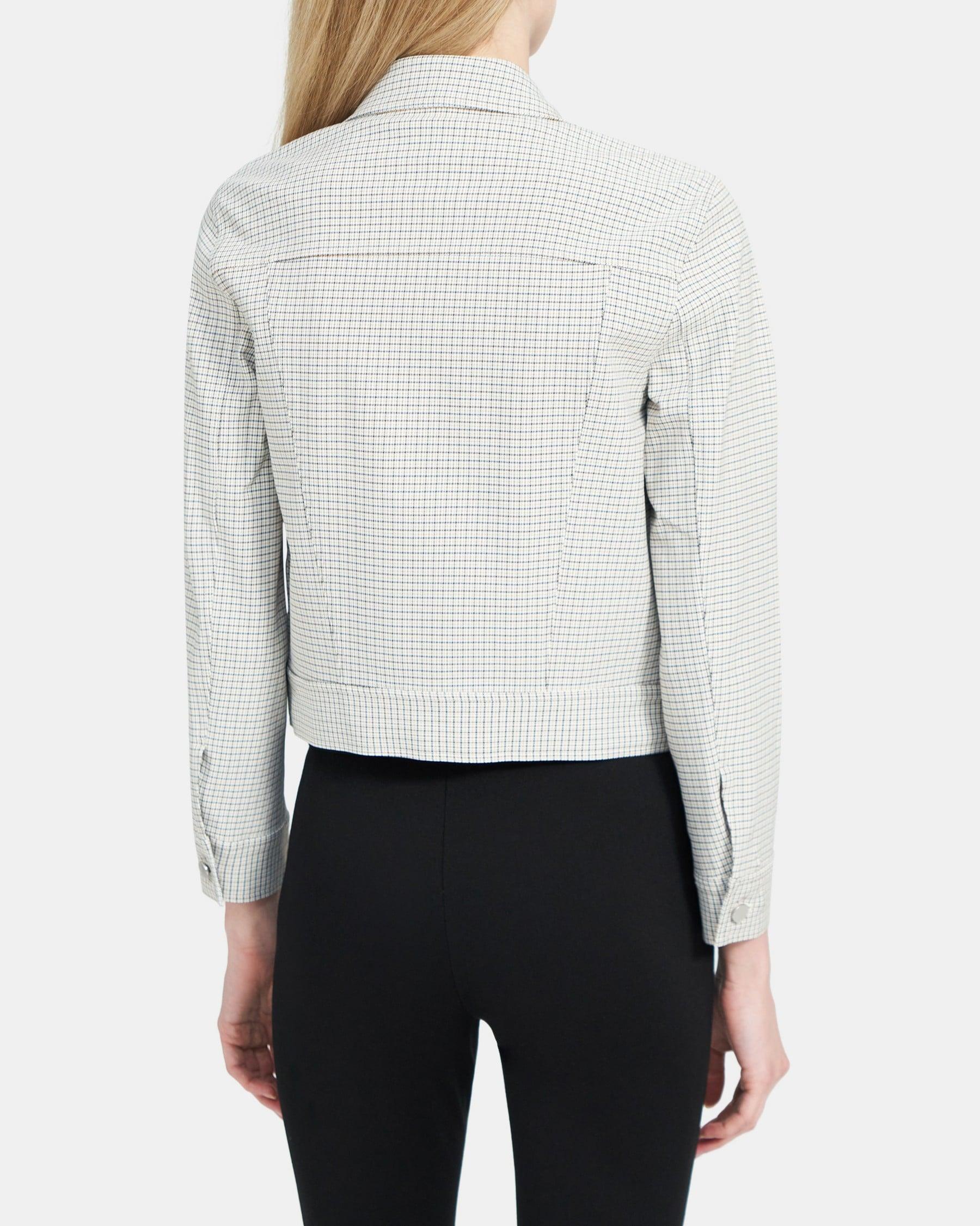 Trucker Jacket in Viscose Plaid Product Image