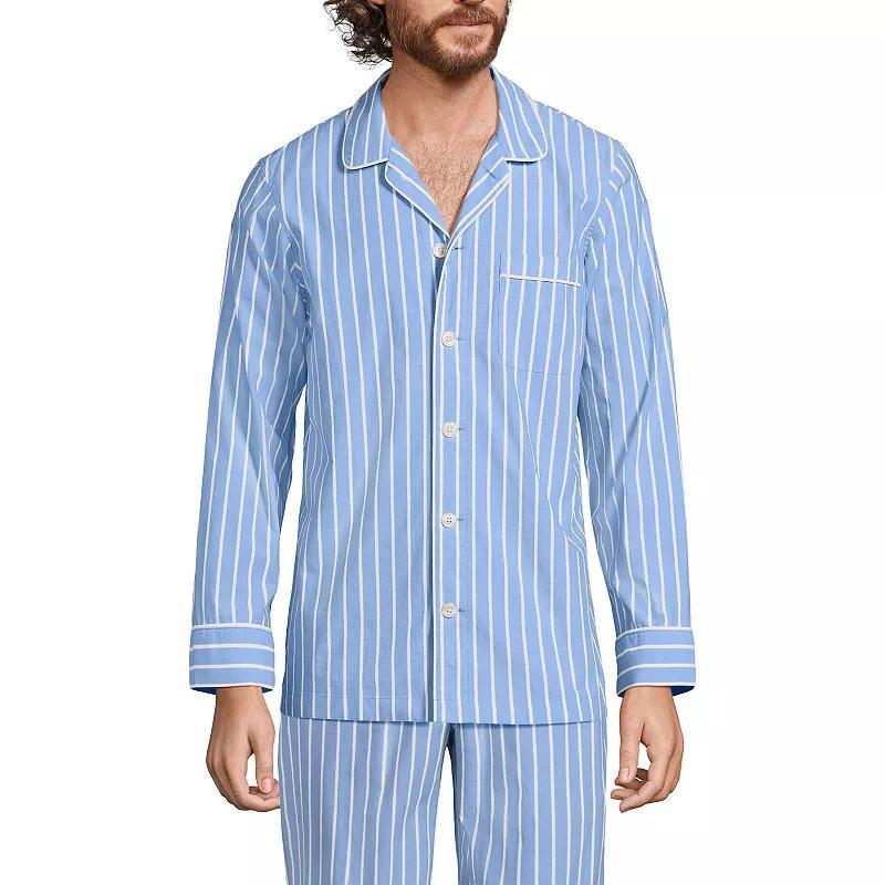 Men's Lands' End Broadcloth Pajama Sleep Shirt, Size: Large, Grey Blue Stripe Product Image