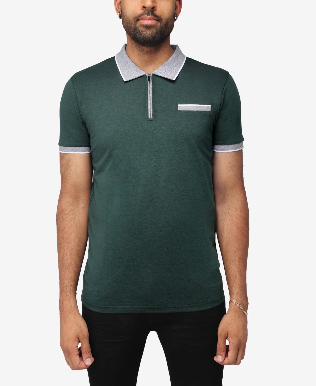 X-Ray Mens Comfort Zip-Neck Tipped Polo Shirt - Black Product Image