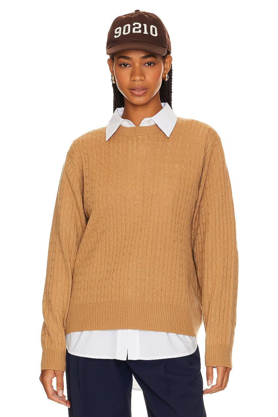 Cashmere Cropped Cable Crew Product Image