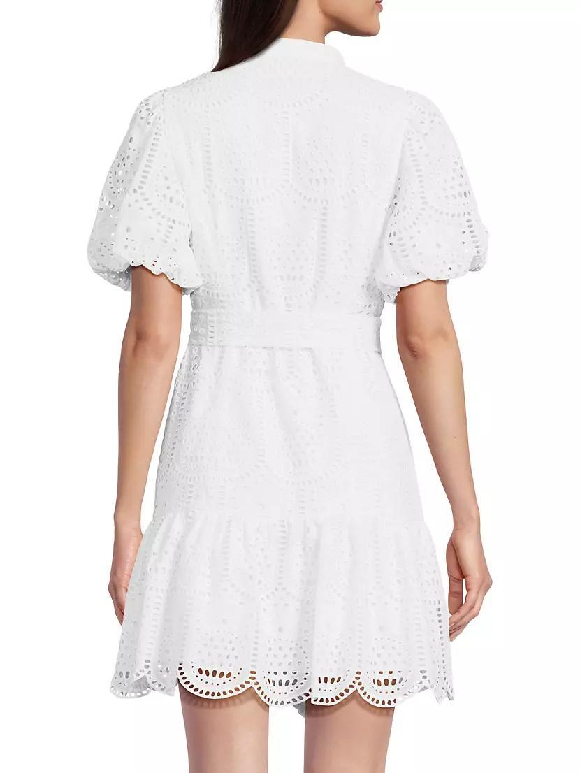 Cotton Tie-Waist Puff-Sleeve Minidress Product Image