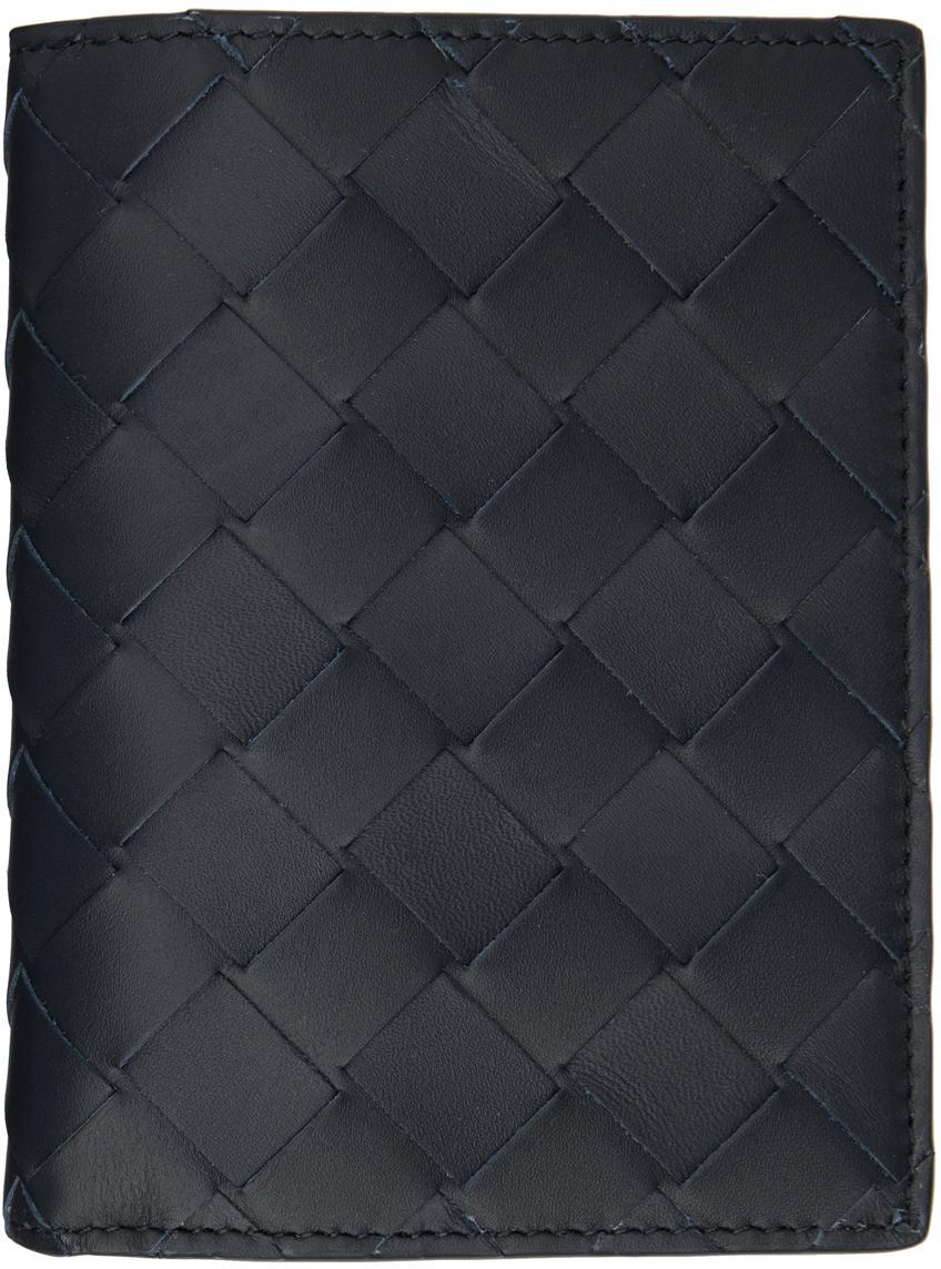 BOTTEGA VENETA Navy Flap Wallet In 4057-space/cobsilver Product Image