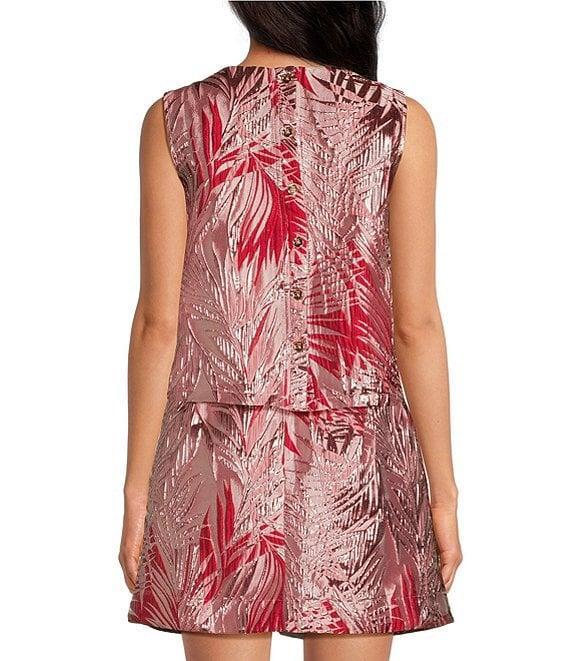 Buru Le V Mod Palm Brocade Cropped V-Neckline Sleeveless Coordinating Top Product Image