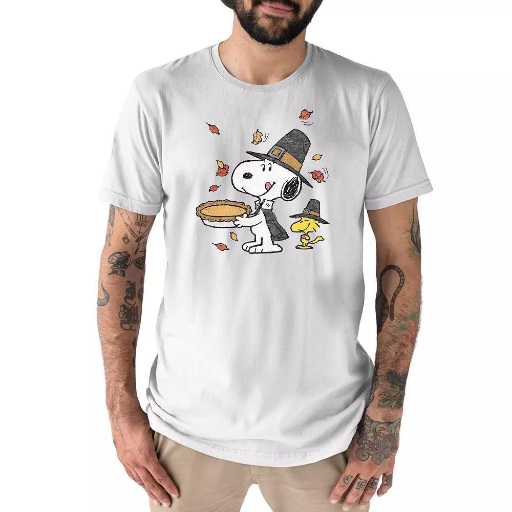 Men's Peanuts Thanksgiving Scene Tee, Size: Large, White Product Image