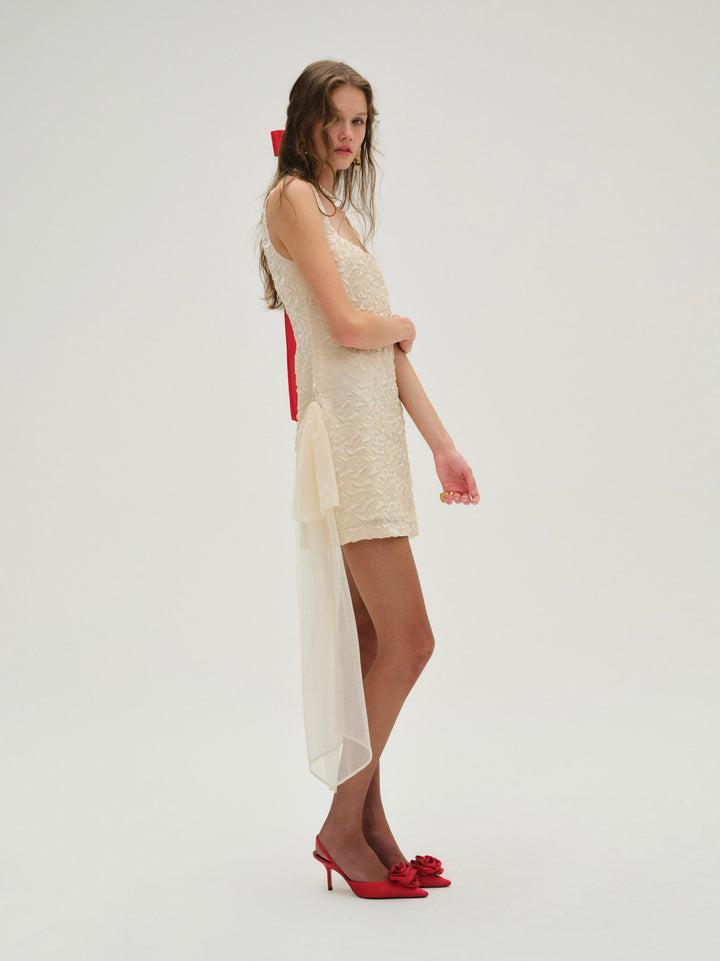 Frosted Organza Mini Dress — Ivory Product Image
