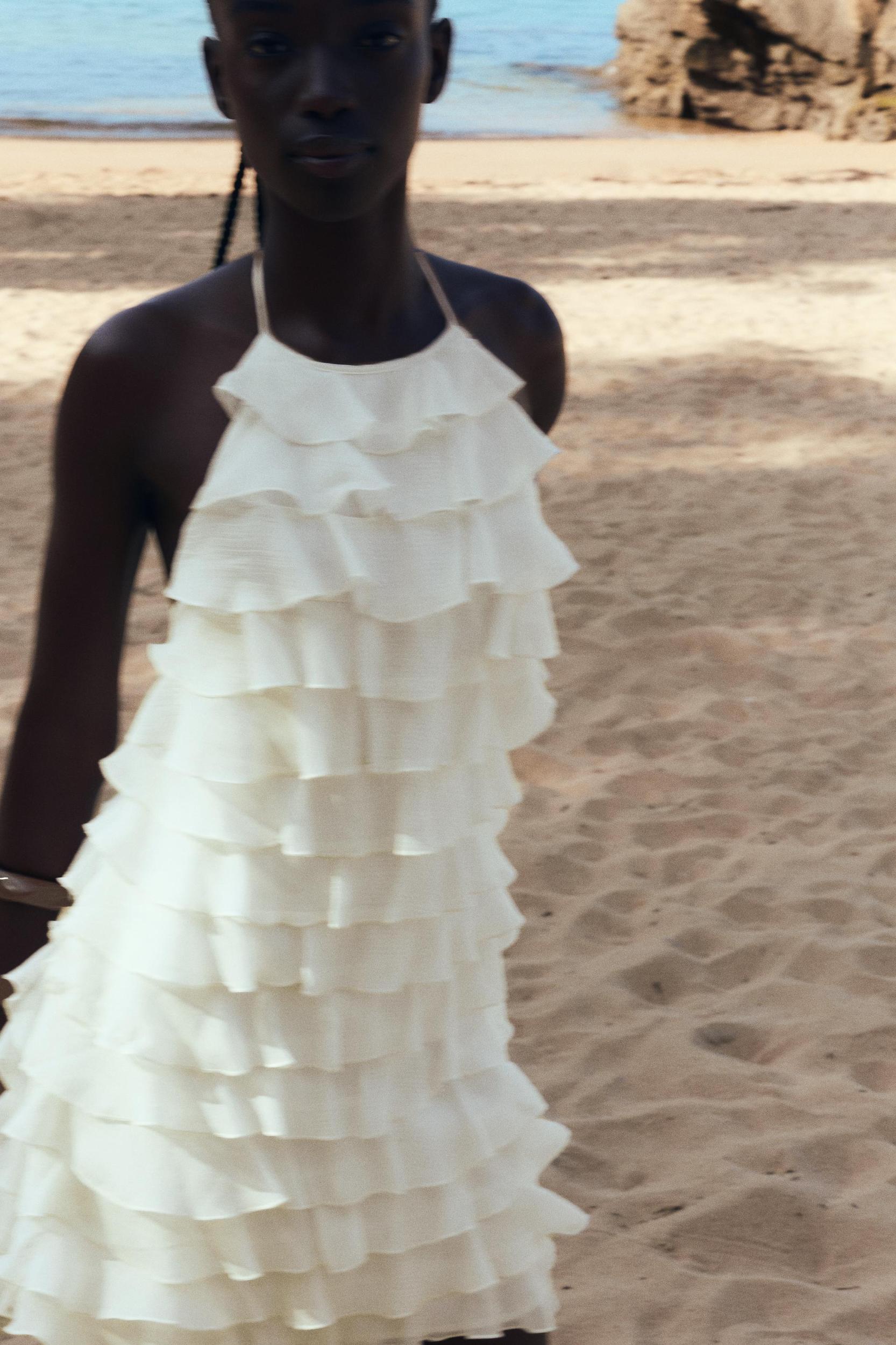 RUFFLED HALTER NECK DRESS Product Image