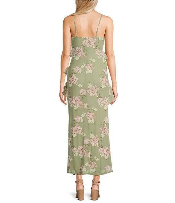 I.N. San Francisco Floral Print Spaghetti Strap Ruffled Slip Dress Product Image