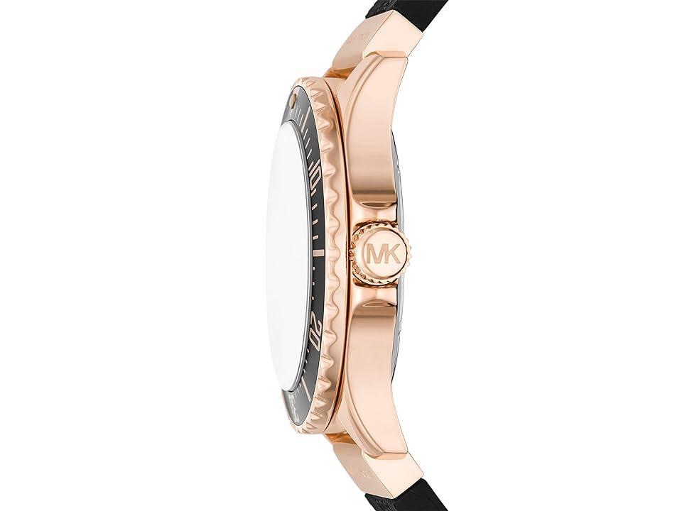 Oversized Slim Everest Pavé Rose-Gold Tone and Embossed Silicone Watch Product Image