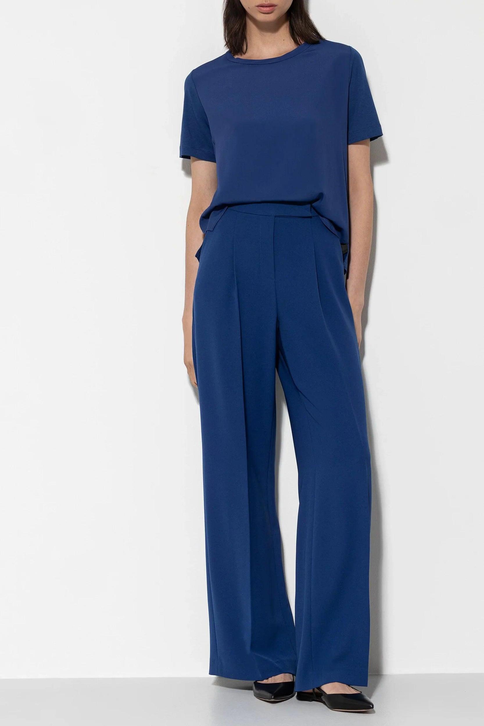 Luisa Cerano Wide Leg Blue Trousers Product Image