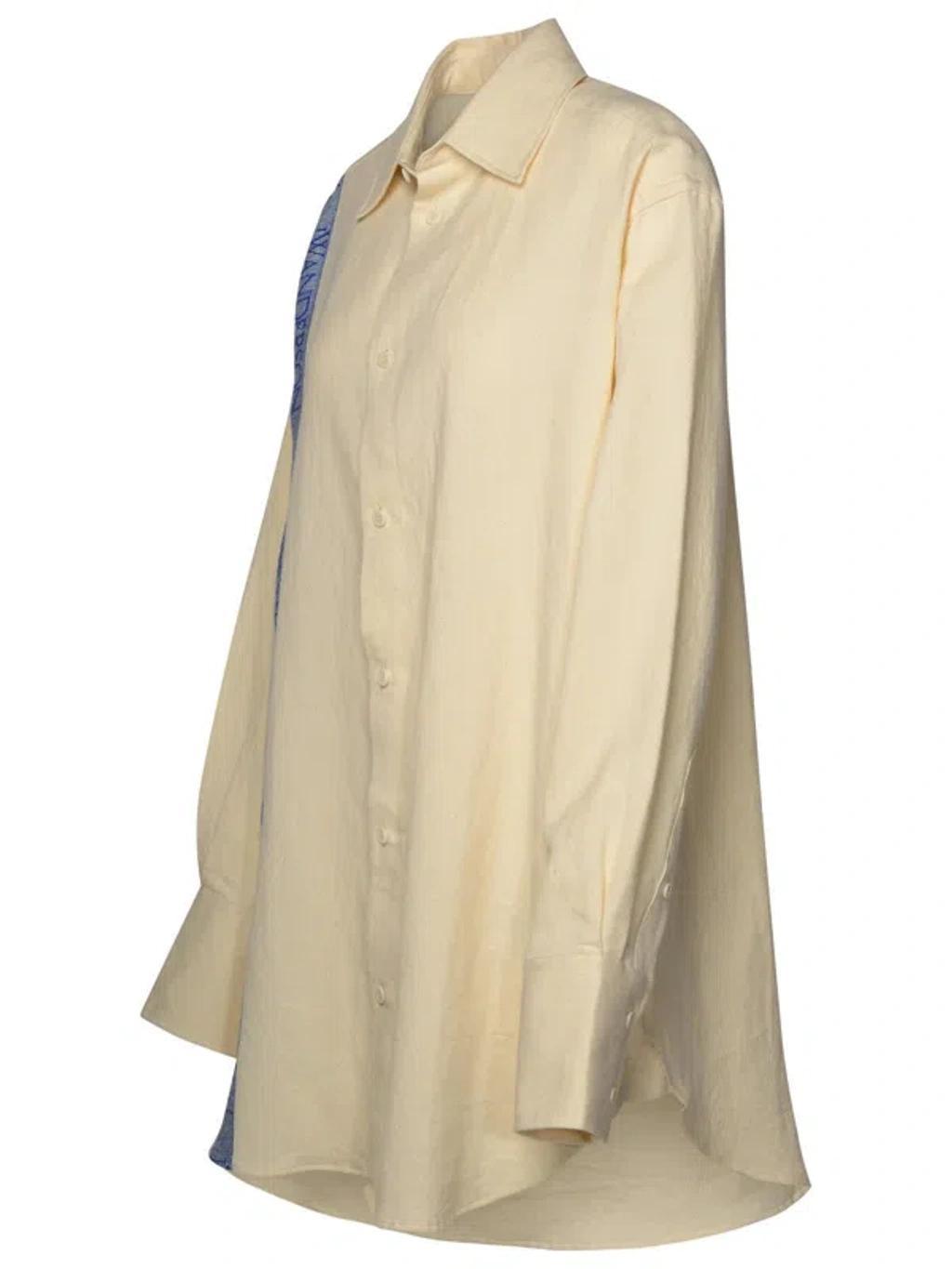 JW ANDERSON Logo Tape Oversized Shirt In Beige Product Image