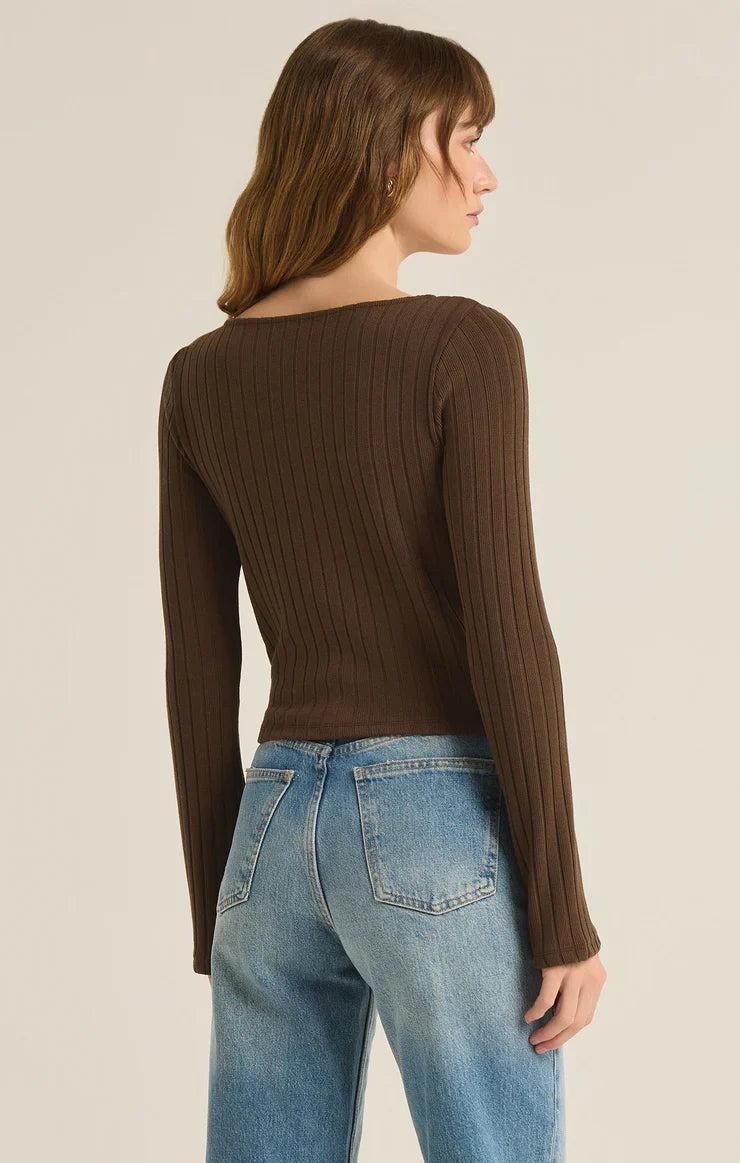 Z Supply Madeline Rib Top in Dark Chocolate Product Image