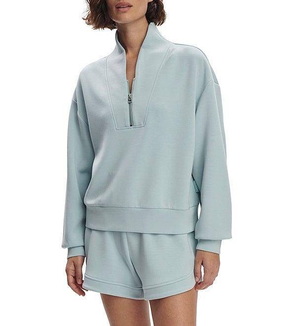 Varley Davidson DoubleSoft® Stand Collar V-Neck Quater Zip Long Sleeve Sweat Jacket Product Image