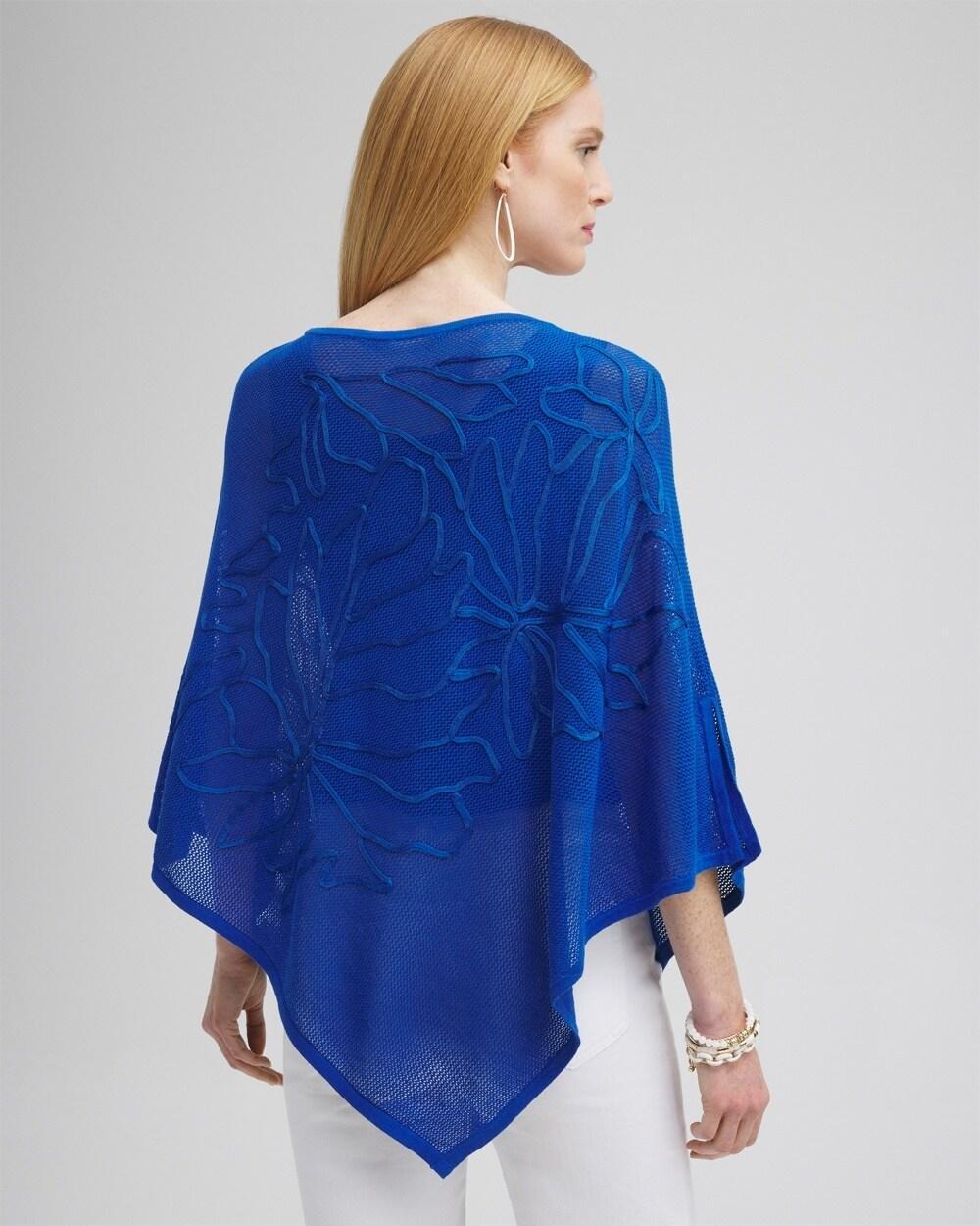Embroidered Knit Triangle Poncho Product Image