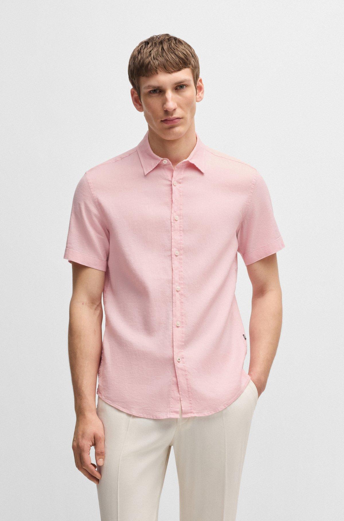 Slim-fit shirt in stretch linen Product Image
