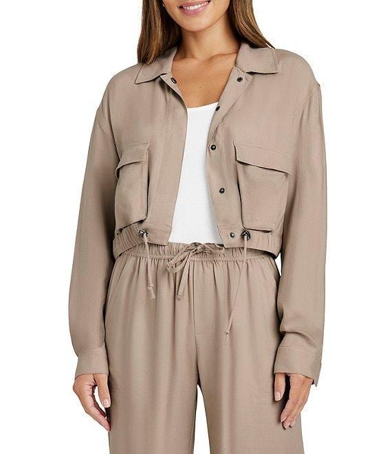 Splendid Breanne Chambray Point Collar Snap Front Jacket Product Image