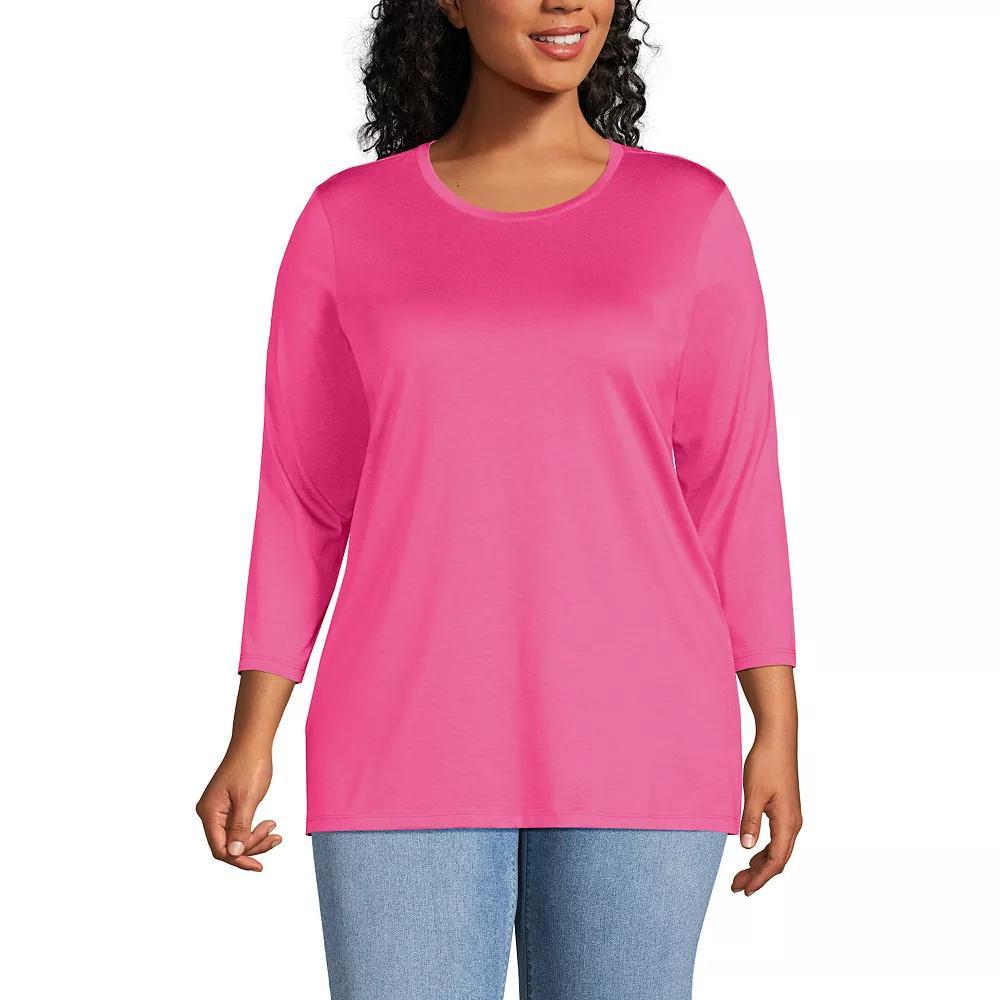Plus Size Lands' End Supima Cotton Relaxed Fit Crewneck Tunic, Women's, Size: 3XL, Soft Orchid Stripe Product Image