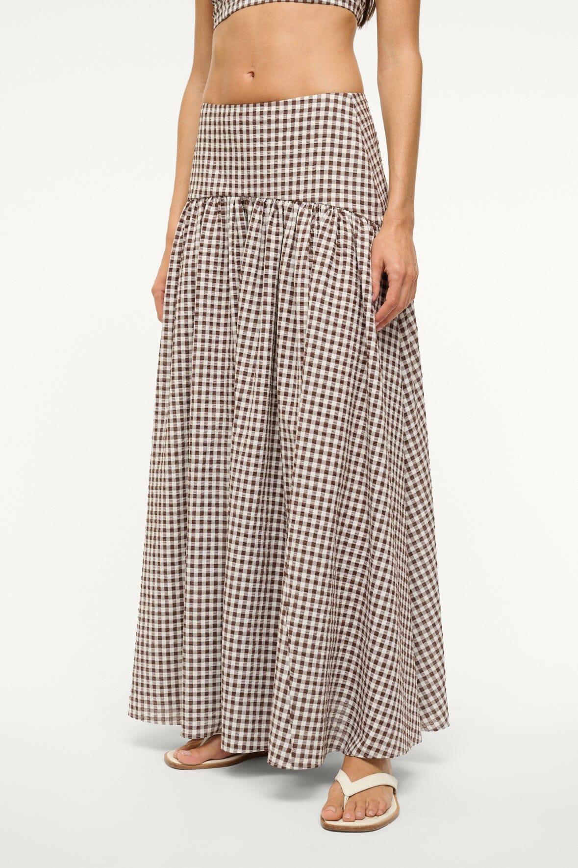 PROCIDA COVERUP SKIRT | DARK CHOCOLATE GINGHAM Product Image