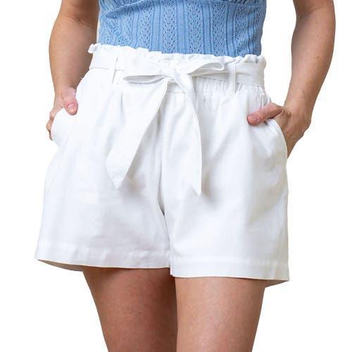 Hope & Henry Womens' Cinched Waist Short in White Linen at Nordstrom, Size 14 Product Image