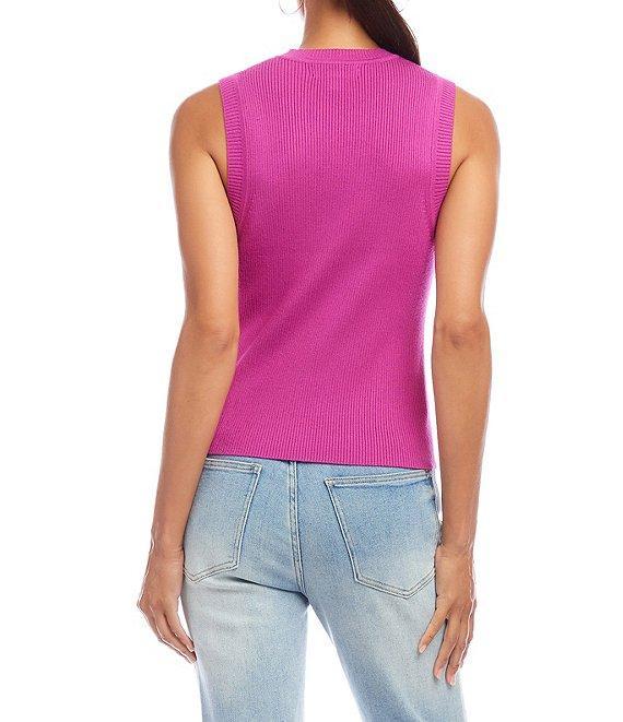 Karen Kane Ribbed Knit Crew Neck Sleeveless Tank Product Image