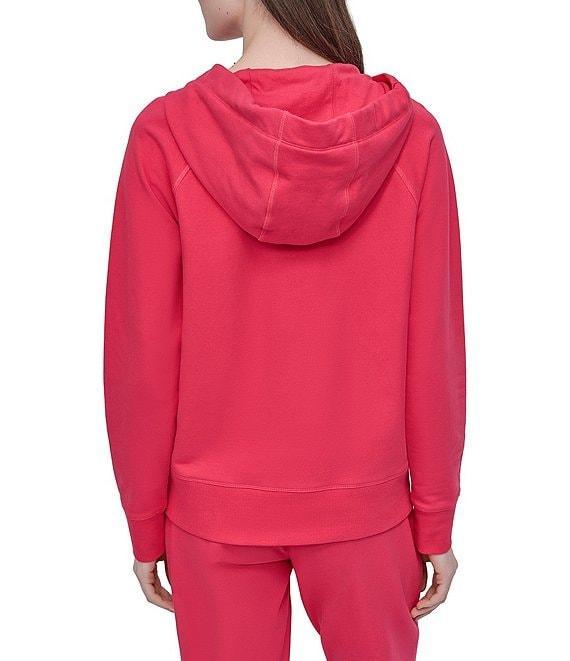DKNY Sport by Donna Karan Two Tone Logo Drawcord Zip Hoodie Product Image