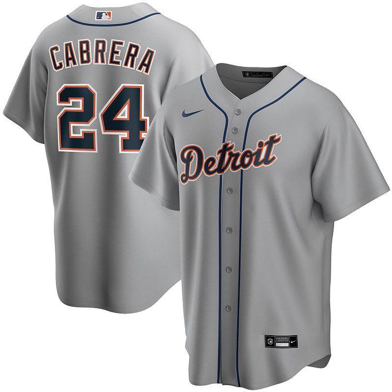 Mens Nike Miguel Cabrera Gray Detroit Tigers Road Replica Player Name Jersey Product Image