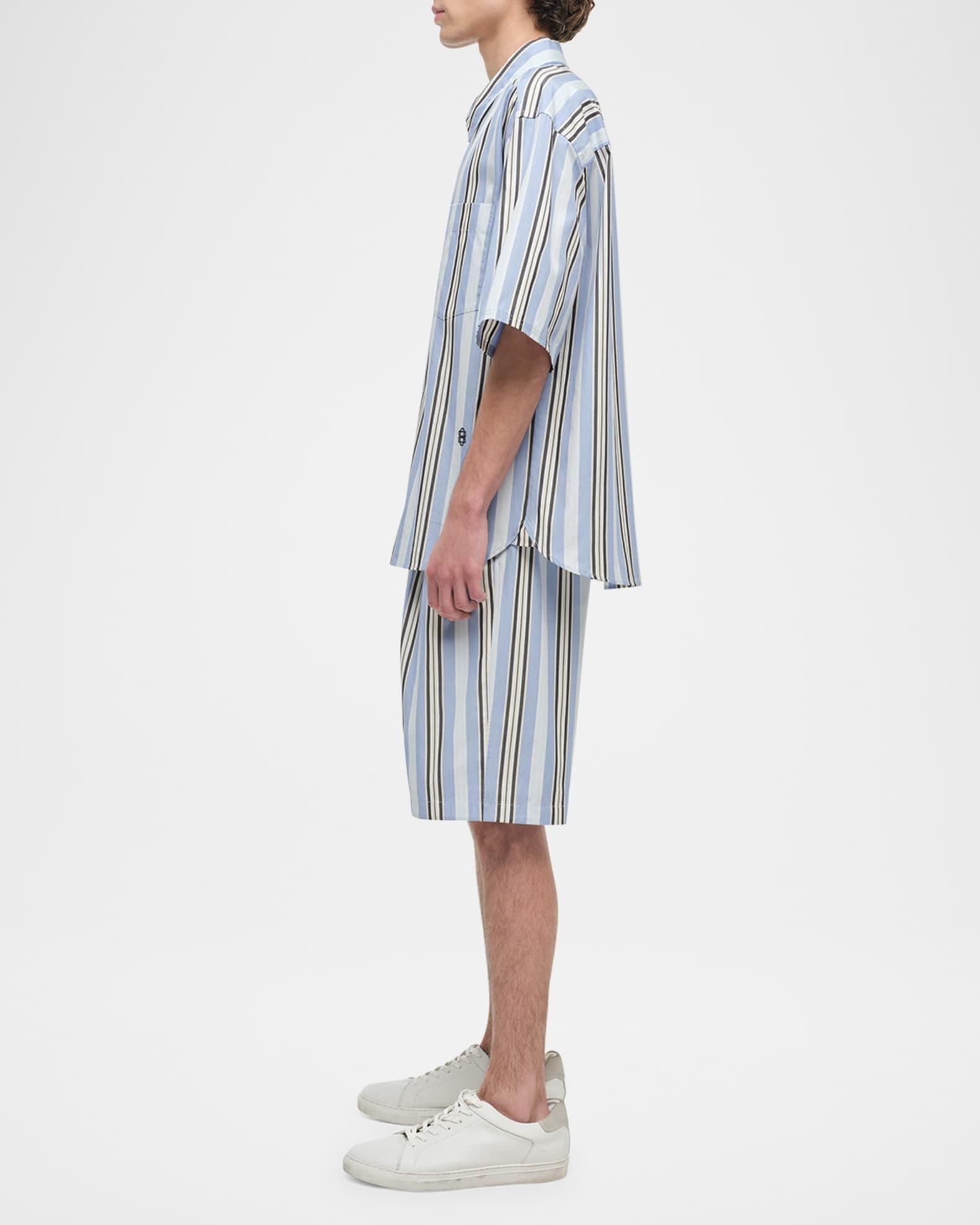 Men's Deacon Oversized Fit Poplin Stripe Short-Sleeve Shirt Product Image