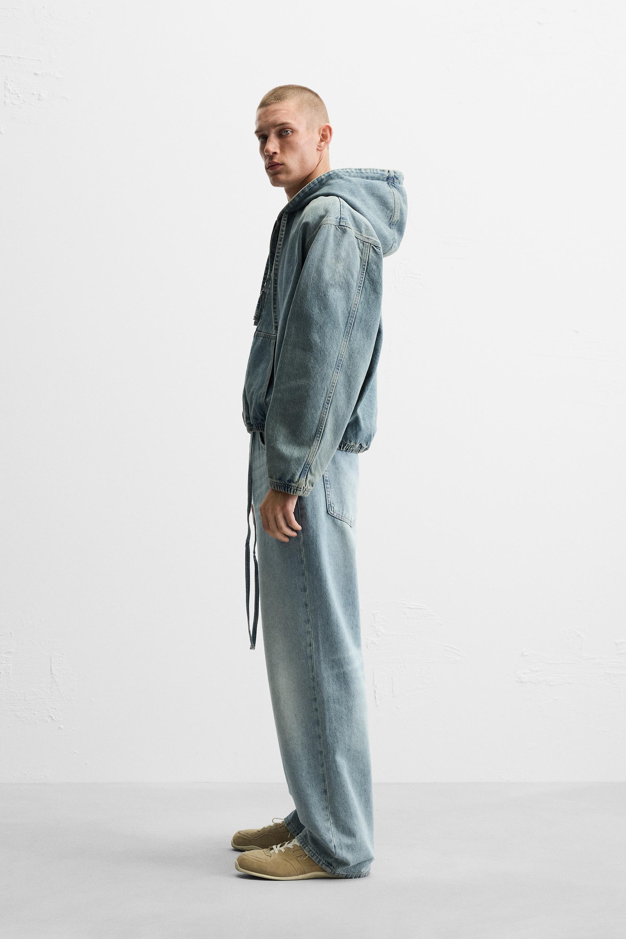DENIM HOODED SWEATSHIRT Product Image