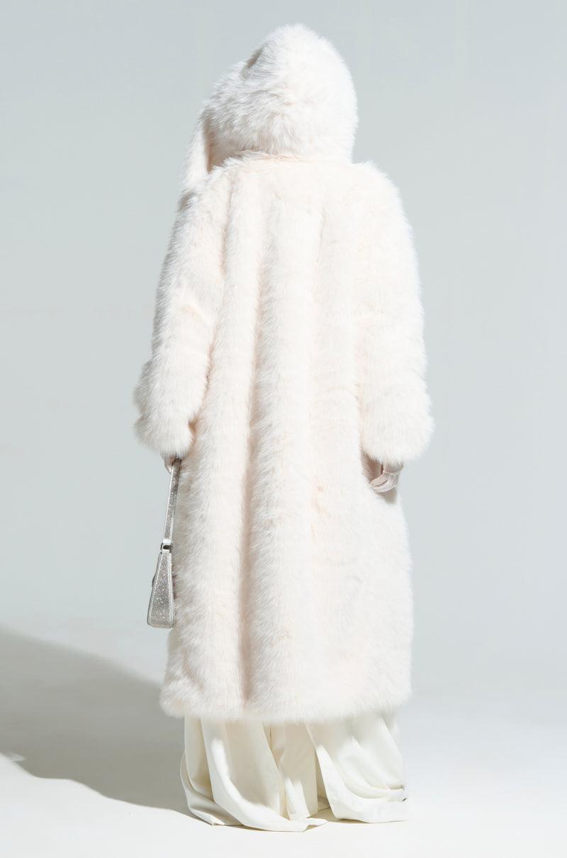 MANCHESTER HOODED FAUX FUR IN IVORY Product Image
