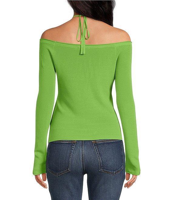 Good American Stretch Rib Knit Off-The-Shoulder Long Sleeve Top Product Image