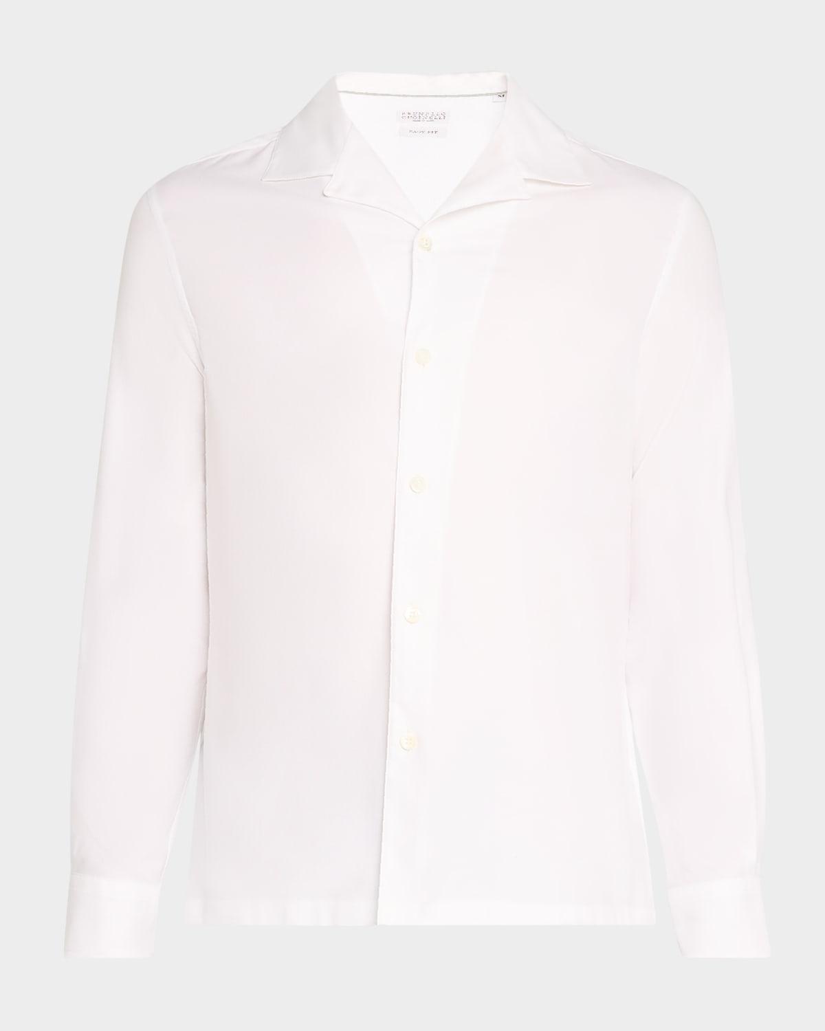 Mens Cotton Twill Camp-Collar Sport Shirt Product Image