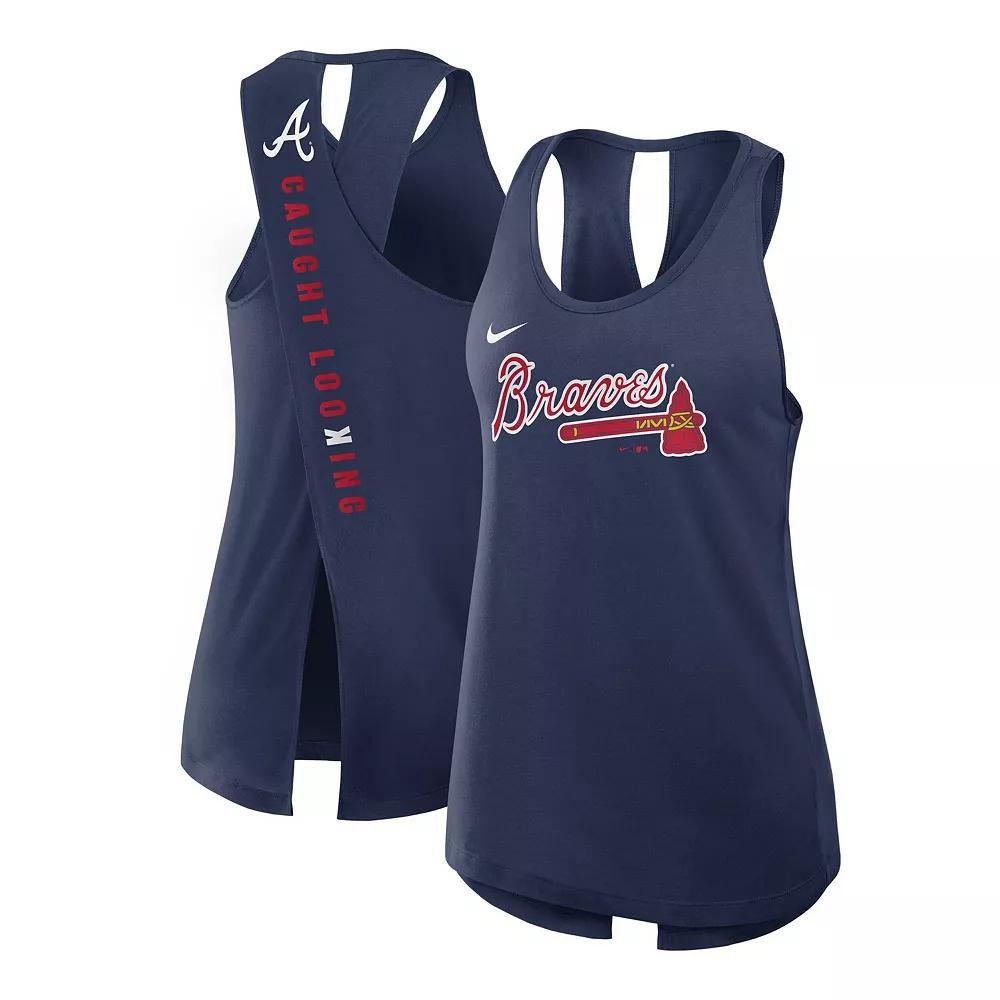 Women's Nike Navy Atlanta Braves Crisscross Performance Tank Top, Size: Medium, Blue Product Image