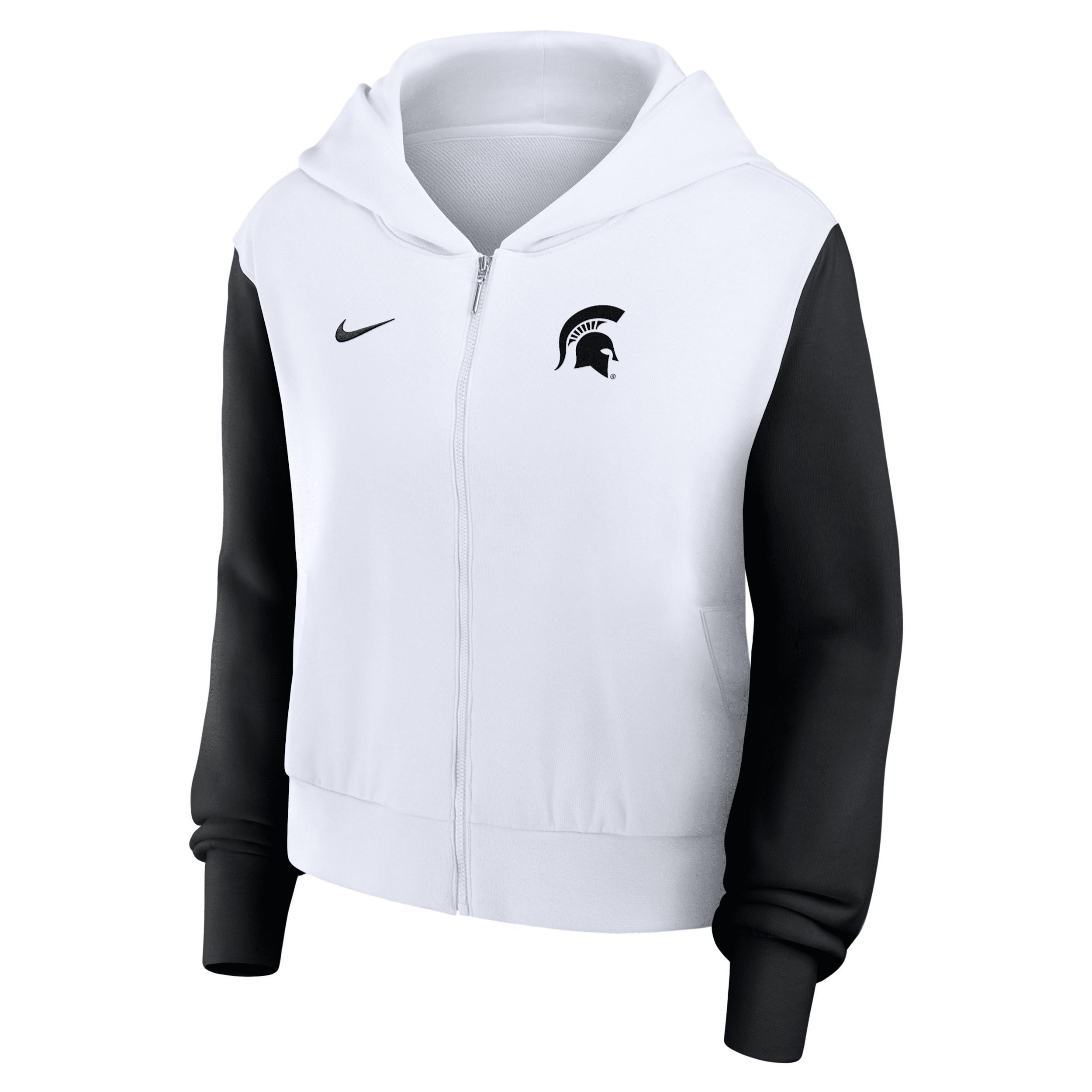 Michigan State Athletic Prep Colorblocked Script Womenâs Nike Women's College Full-Zip Hoodie Product Image