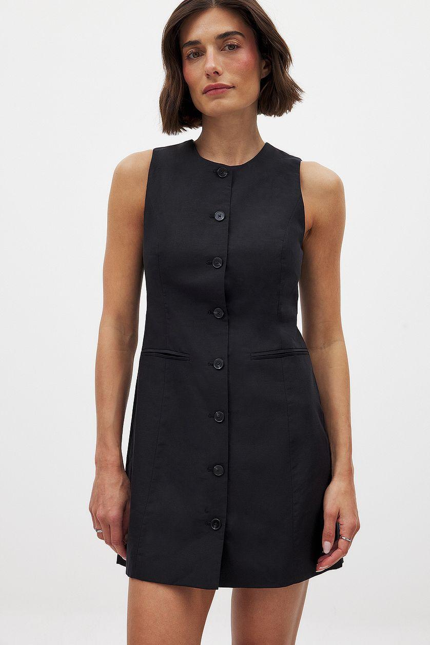 Linen Blend Vest Mini Dress Product Image