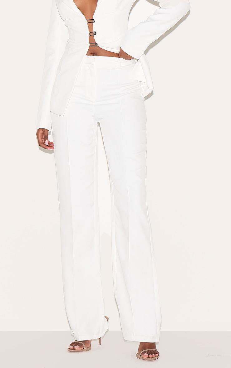 White Wide Leg High Waist Pants Product Image