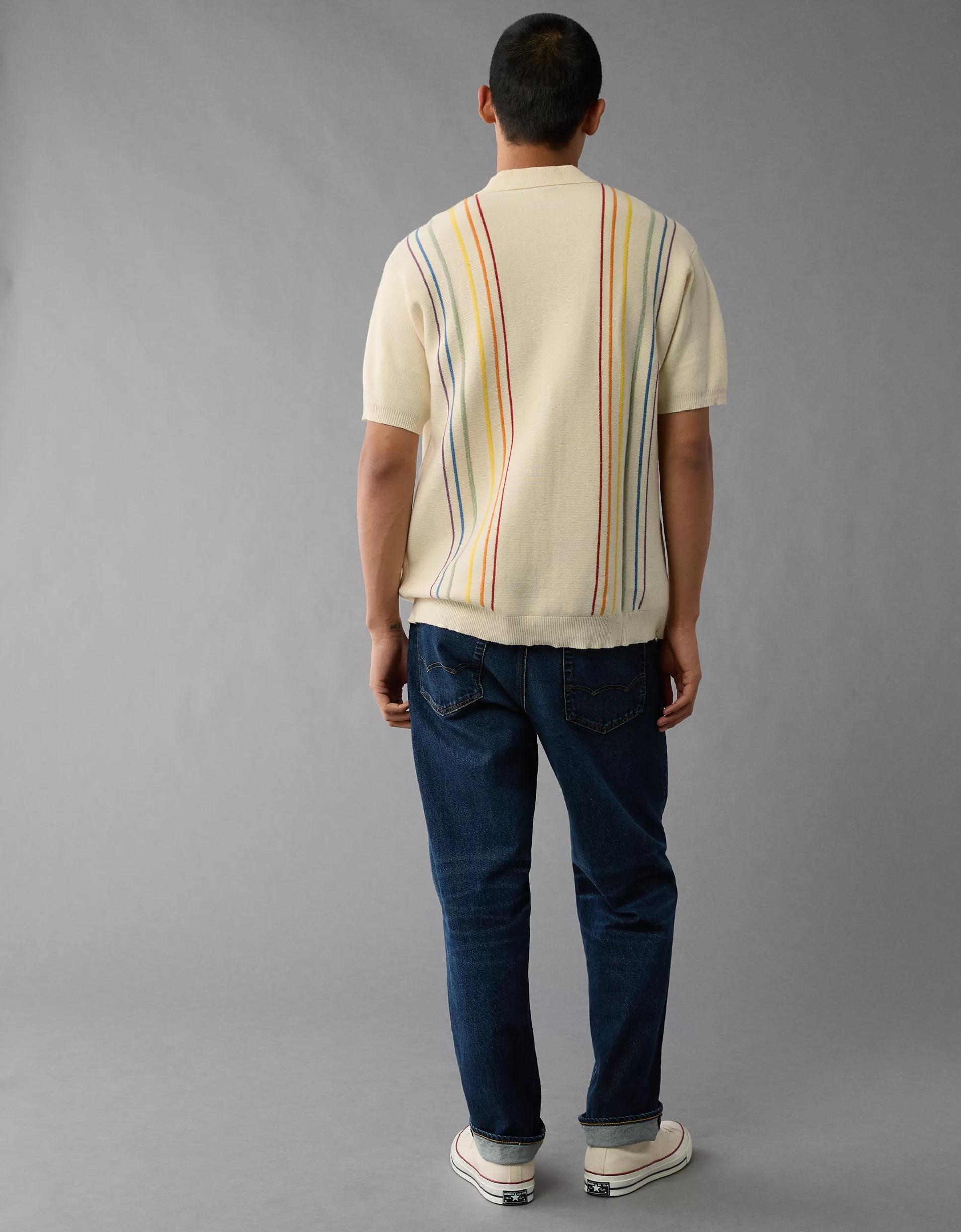 AE Pride Weekend Button-Up Sweater Polo Shirt Product Image