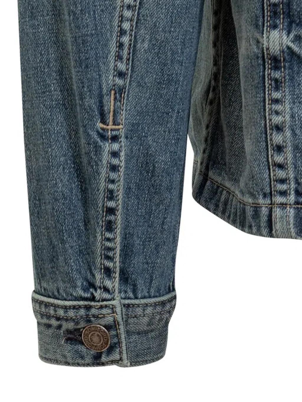 TOM FORD Vintage Pale Blue Denim Shirt Jacket For Men From Ss24 Collection Product Image