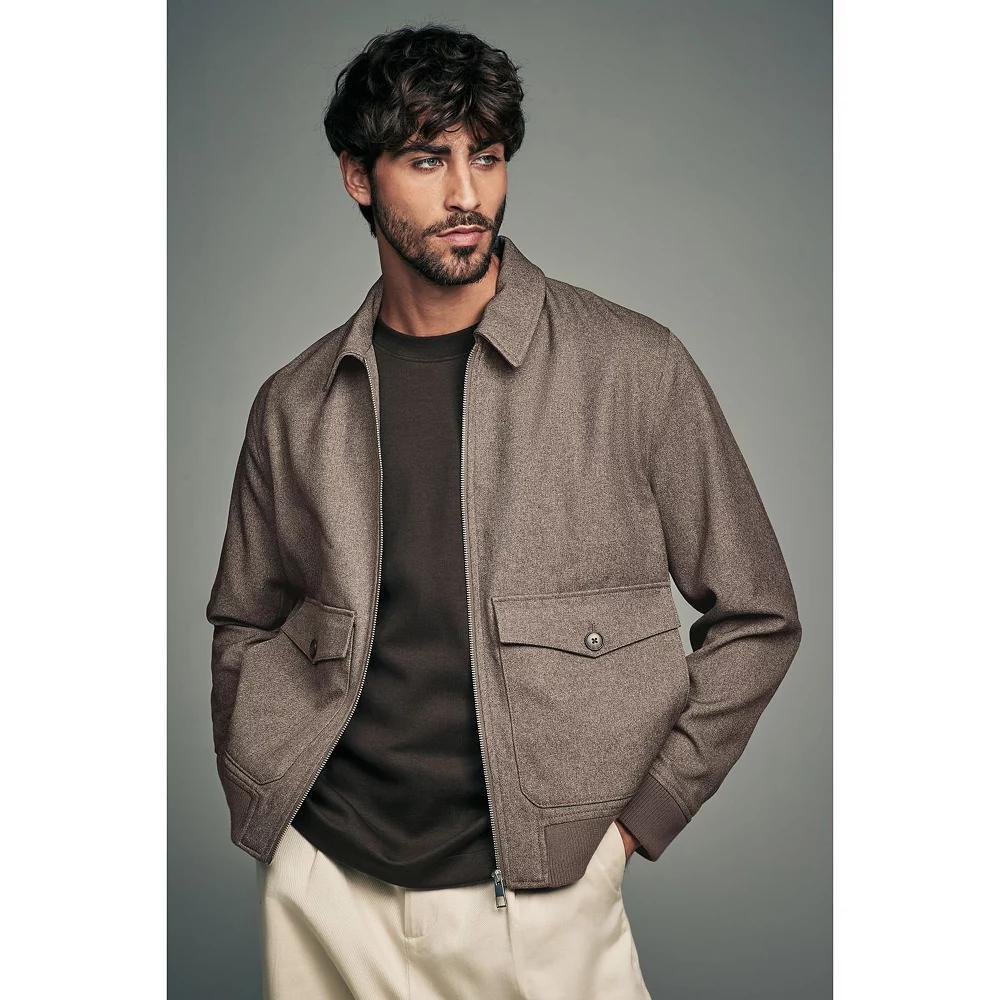 Men's NEXT Brown Taupe Textured Blouson Jacket, Size: XL Product Image