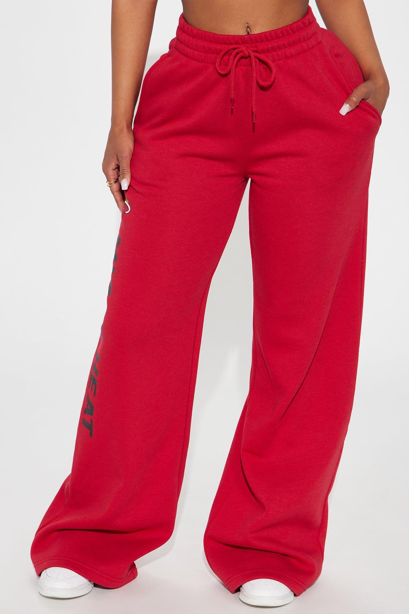 Miami Heat Warm Up Wide Leg Pant - Red Female Product Image