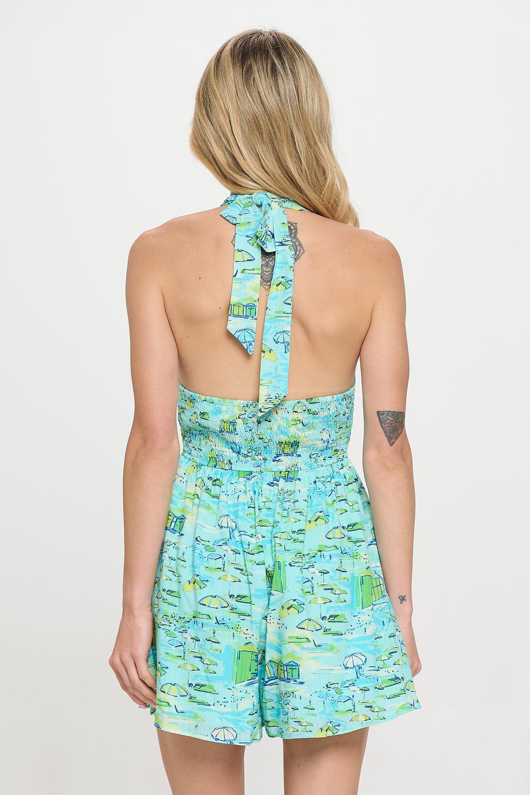 Azure Shoreline Halter Romper Product Image