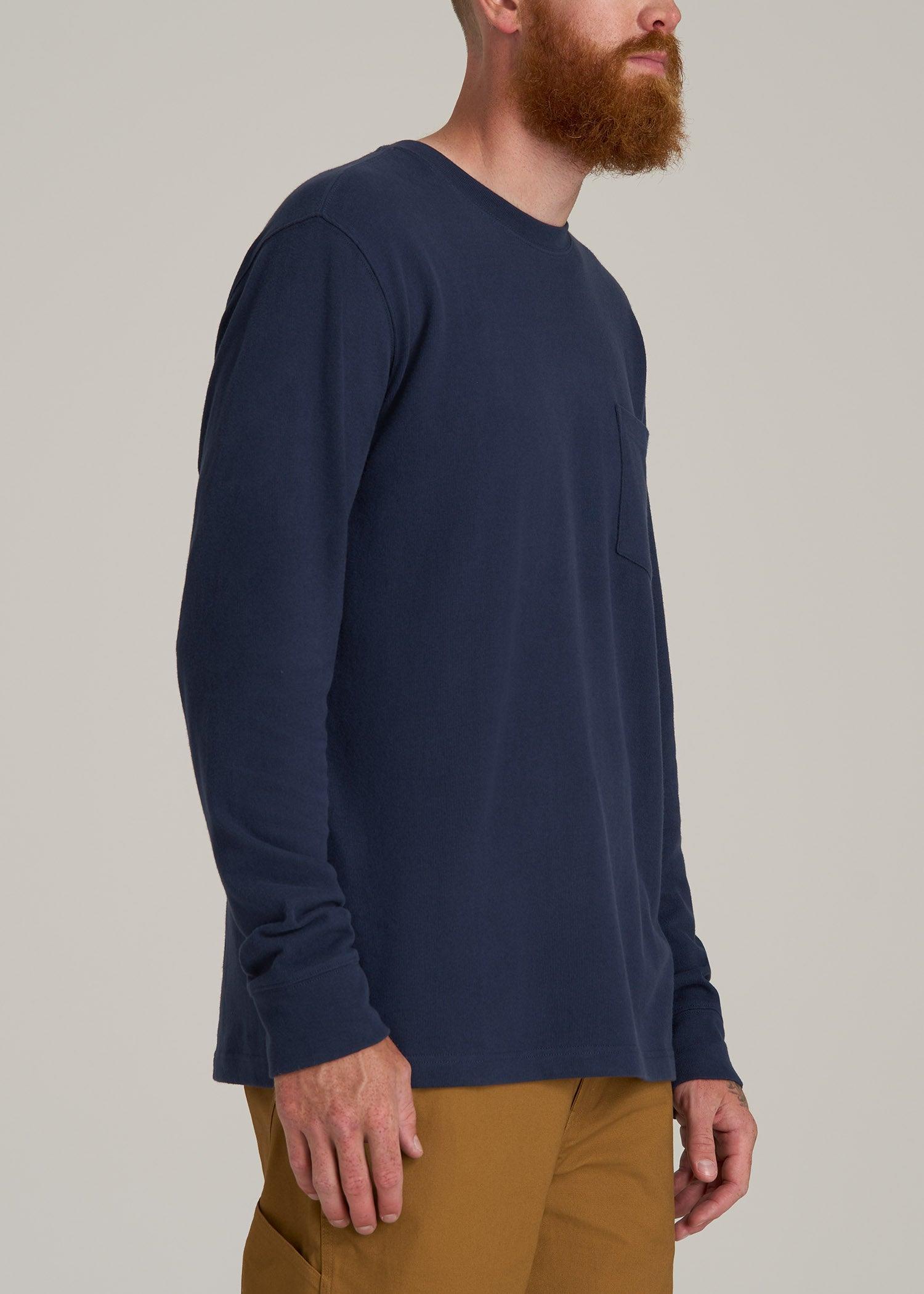 LJ&S Long Sleeve Workwear Pocket Tall Men's Tee in Midnight Navy Product Image