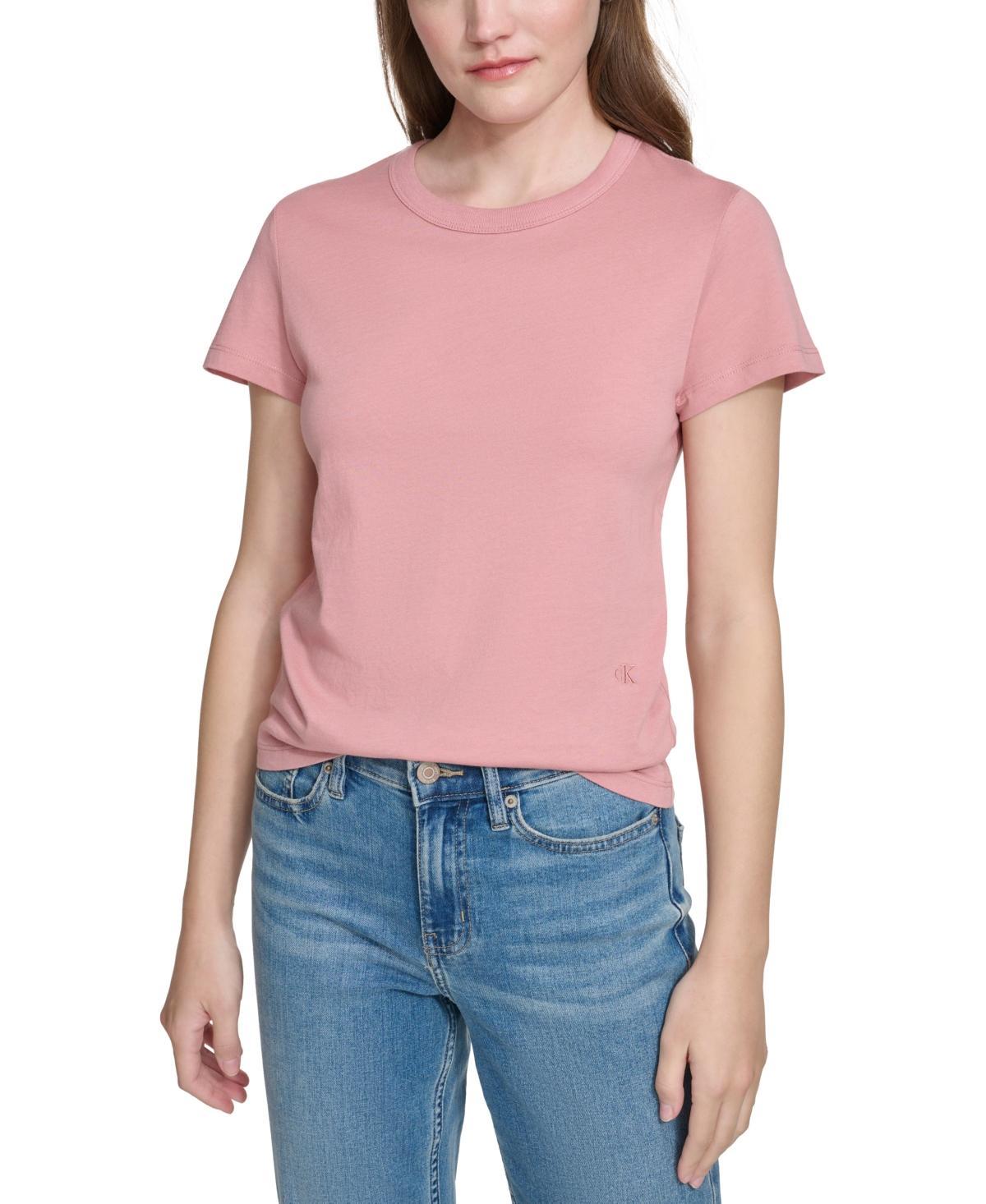Calvin Klein Jeans Womens Embroidered Logo Short-Sleeve T-Shirt Product Image