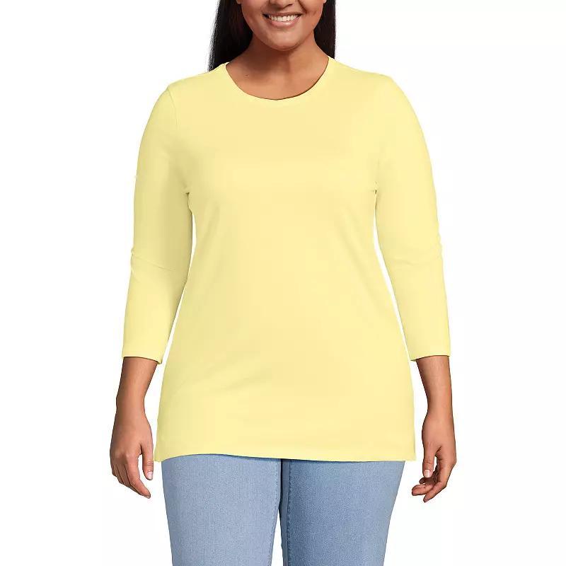 Plus Size Lands' End Supima Cotton Relaxed Fit Crewneck Tunic, Women's, Size: 3XL, Soft Orchid Stripe Product Image