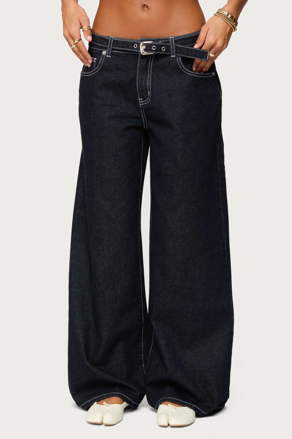Karah Belt Low Rise Jeans Product Image
