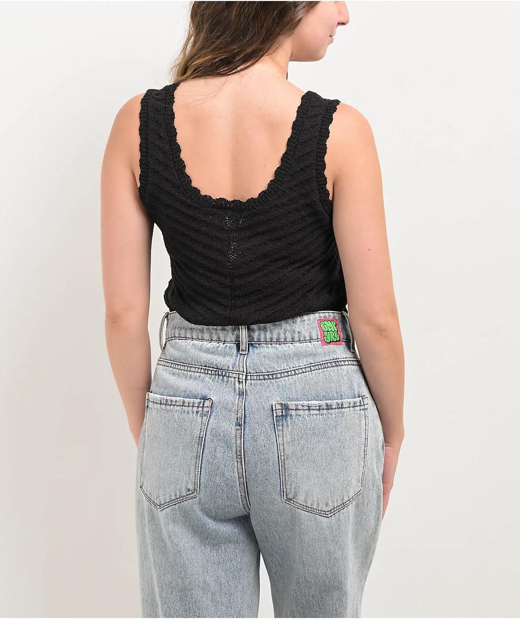 Blu Pepper Buttoned Black Tank Top Product Image