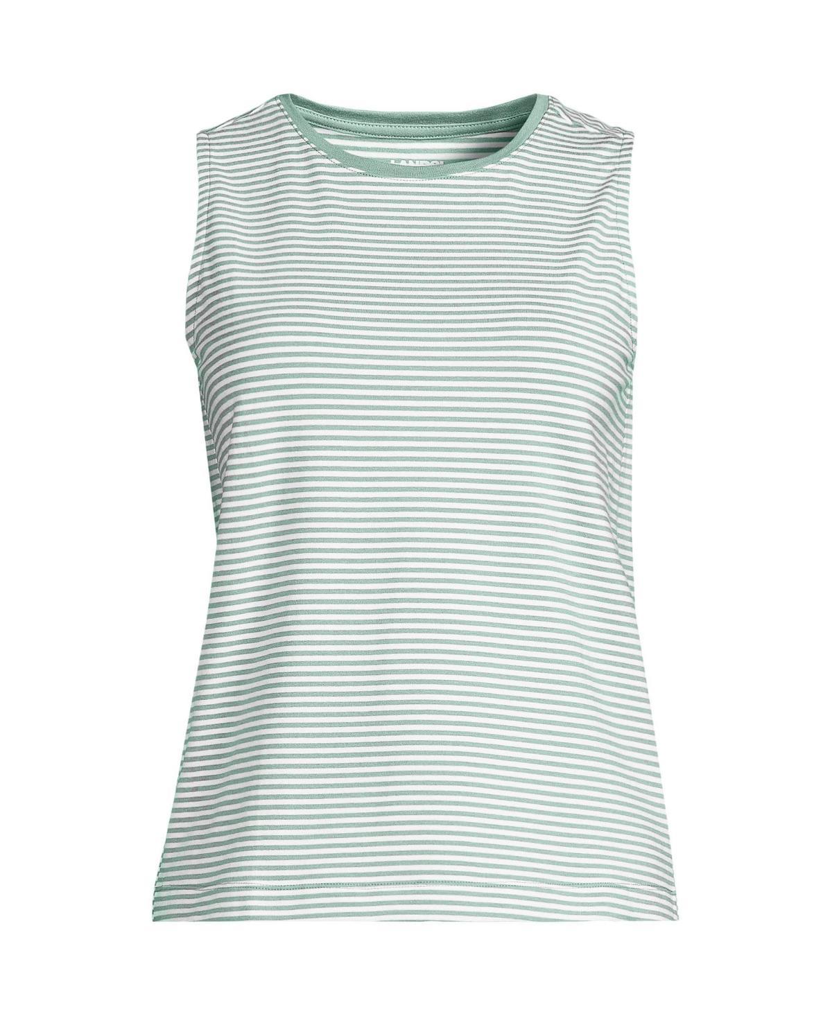 Women's Lands' End Lightweight Jersey Tank Top, Size: Large, Sweet Orange Stripe Product Image