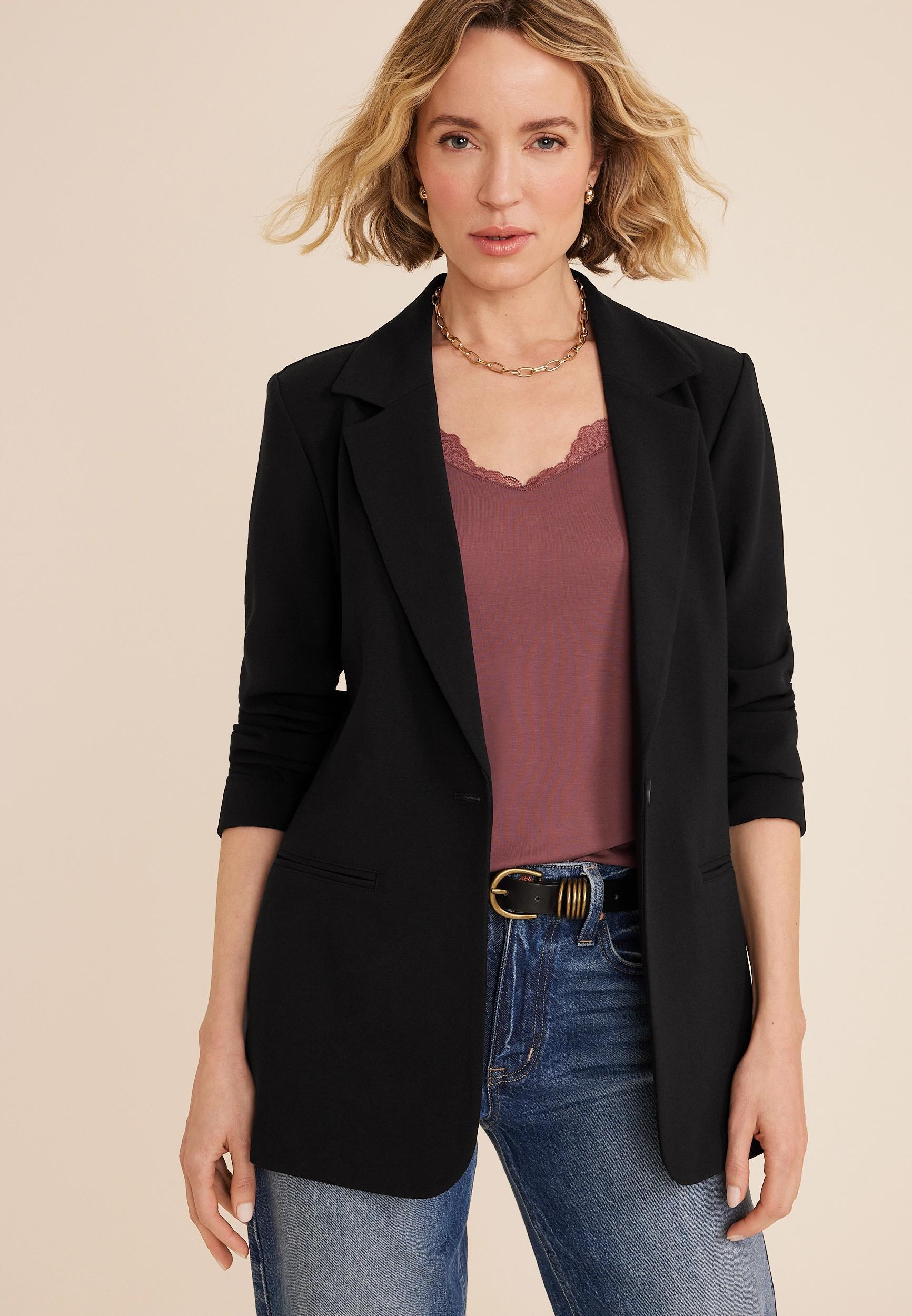 One Button Boyfriend Blazer Product Image