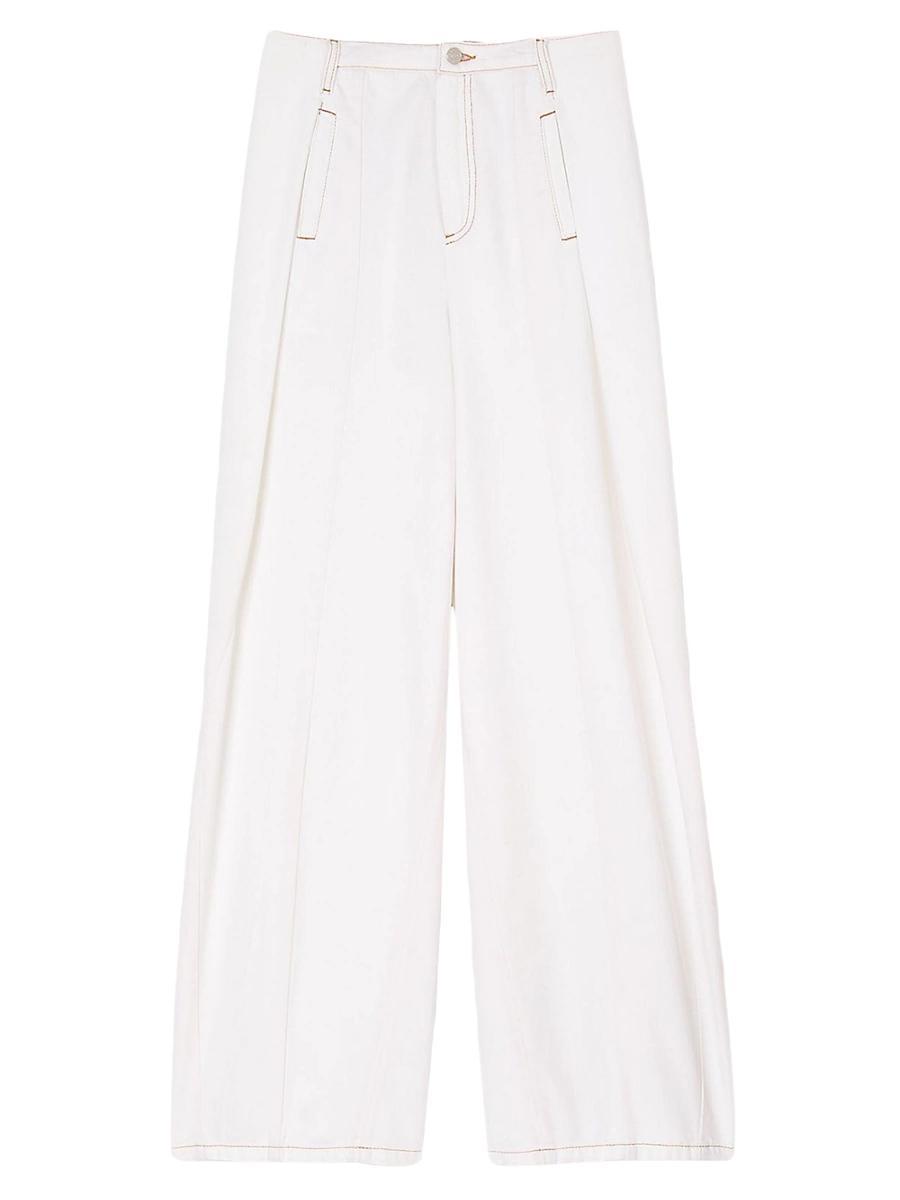 Womens Topstitched Wide-Leg Jeans Product Image