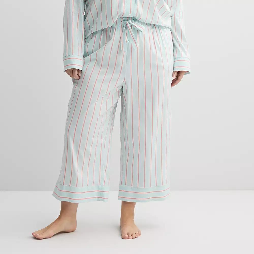 Plus Size Sonoma Goods For Life® Woven Separates Cropped Pajama Pants, Women's, Size: 3XL, Blue Stripe Product Image