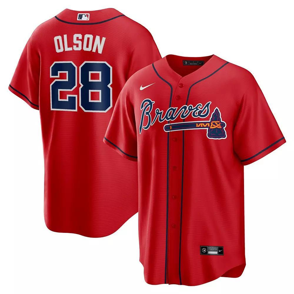 Men's Nike Matt Olson Red Atlanta Braves Alternate Replica Player Jersey, Size: 2XL Product Image
