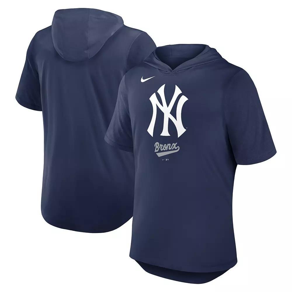 Men's Nike Navy New York Yankees Tri-Blend Performance Hoodie T-Shirt, Size: Medium, Blue Product Image